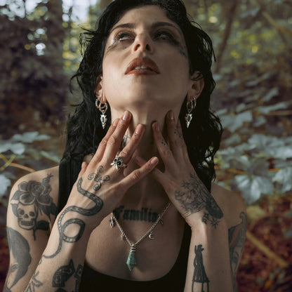 Owl Sentinel Rings styled with layered woodland jewelry and mystical forest aesthetic