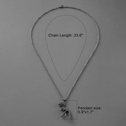 Silver Prehistoric Power necklace with chain length and pendant measurements