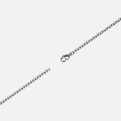 Clasp detail of the silver-tone Prism Apex Necklace chain.