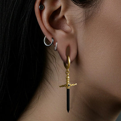 Punkyouth Arcane dagger earrings featuring black dagger pendants with wrapped hilts, product image 05