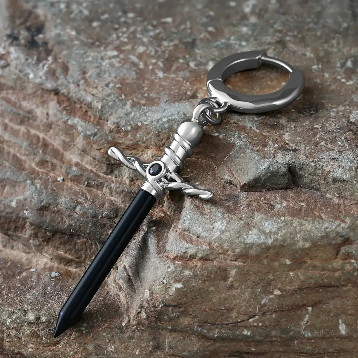 Punkyouth Arcane dagger earrings featuring black dagger pendants with wrapped hilts, product image 07