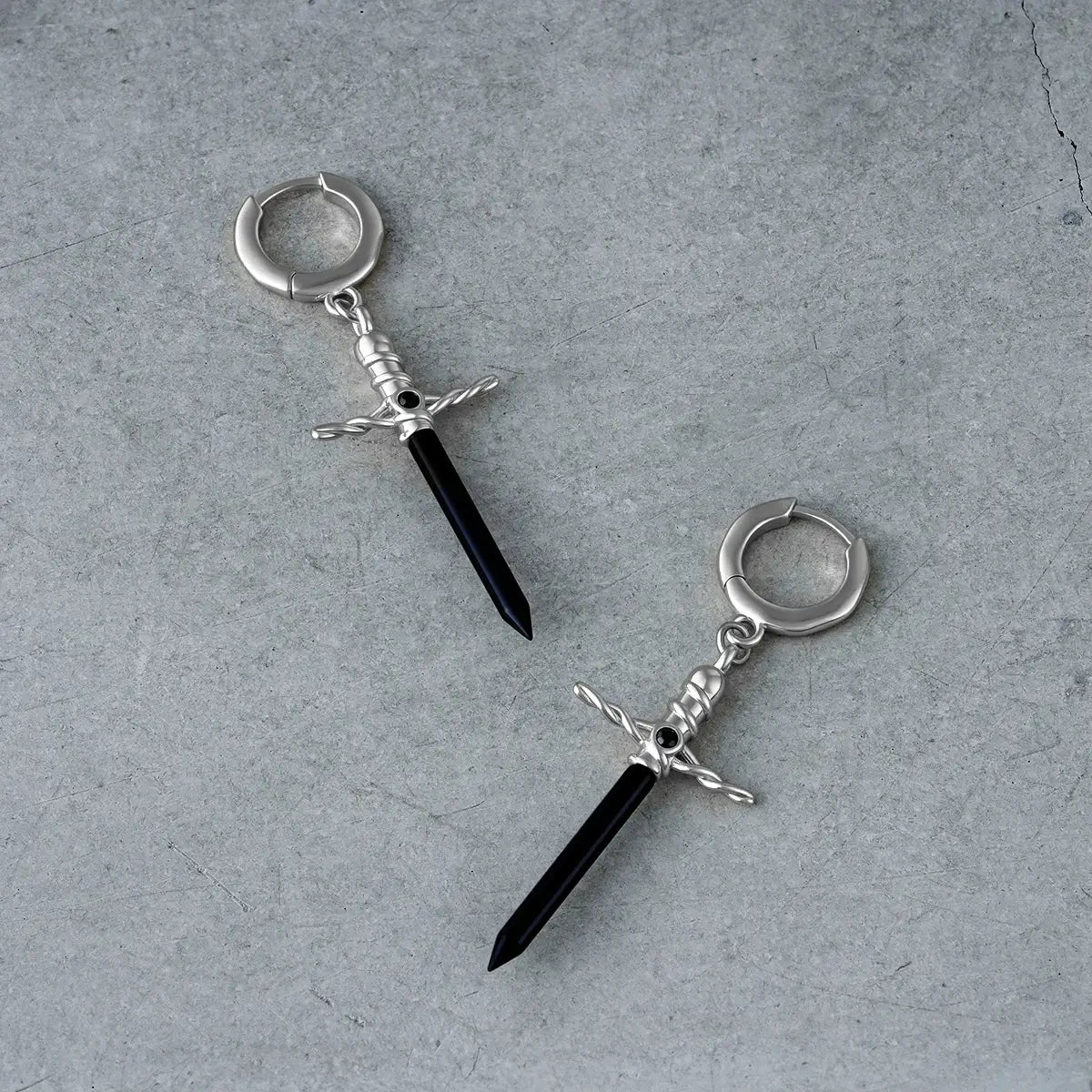 Punkyouth Arcane dagger earrings featuring black dagger pendants with wrapped hilts, product image 09