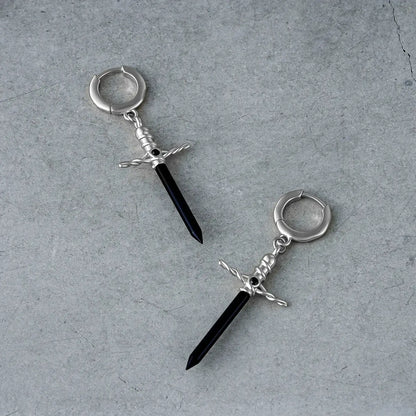 Punkyouth Arcane dagger earrings featuring black dagger pendants with wrapped hilts, product image 09