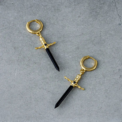 Punkyouth Arcane dagger earrings featuring black dagger pendants with wrapped hilts, product image 10