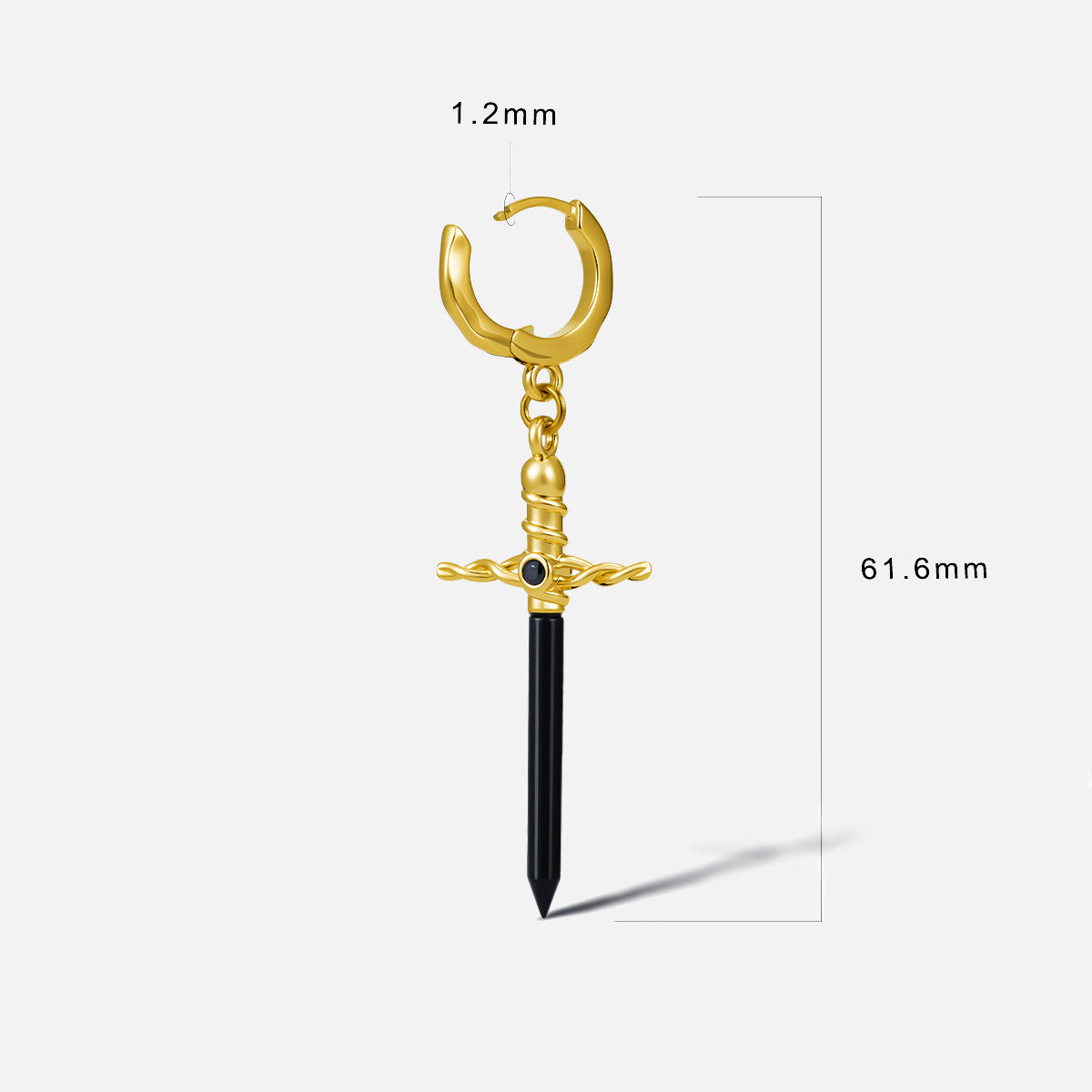 Punkyouth Arcane dagger earrings dimensions and size guide