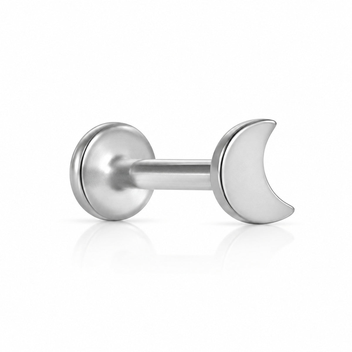 Crescent Titanium Flatback Stud complete design on a white background.