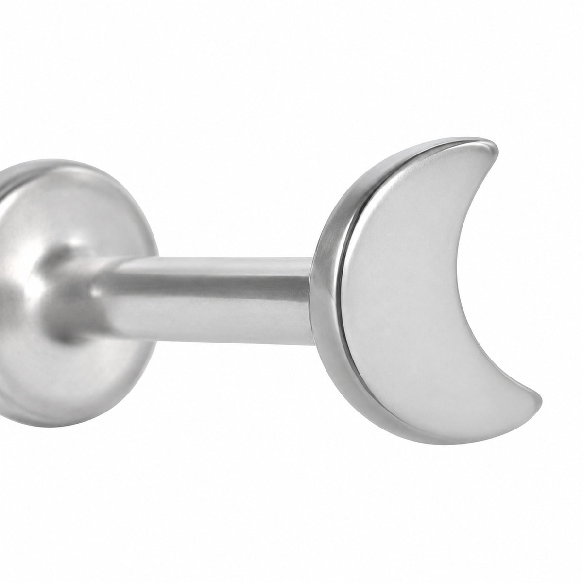 Crescent Titanium Flatback Stud close detail of the original design.