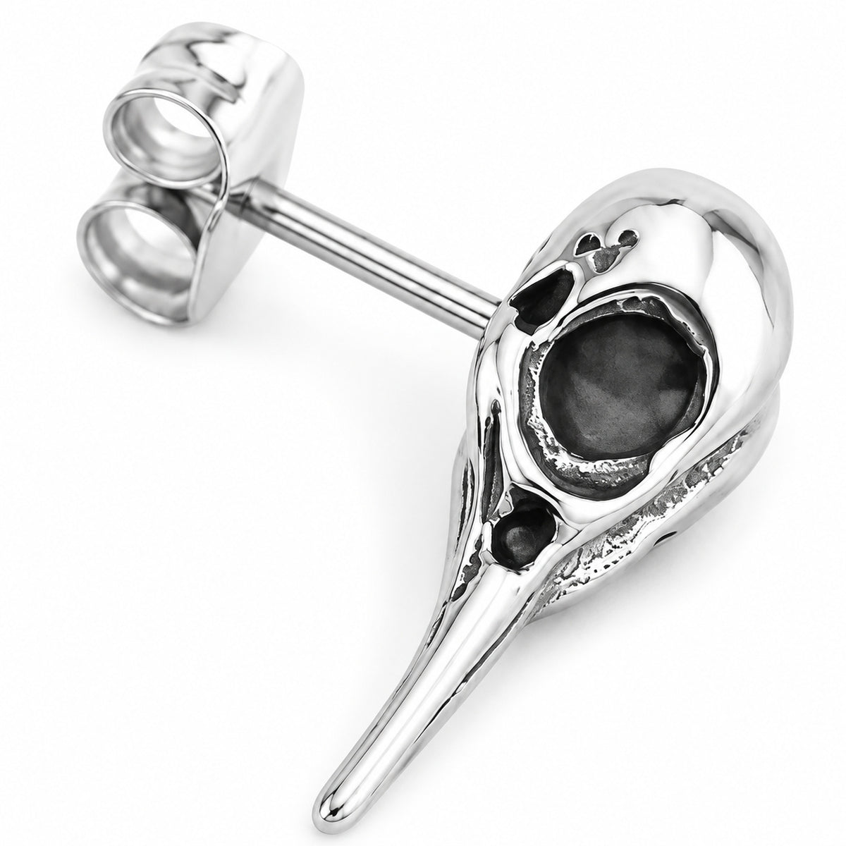 Carrion Bird Skull Ear Stud close detail of the original design.