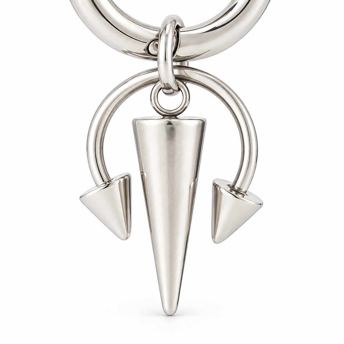 Trident Spike Hoop Earring close detail of the original design.
