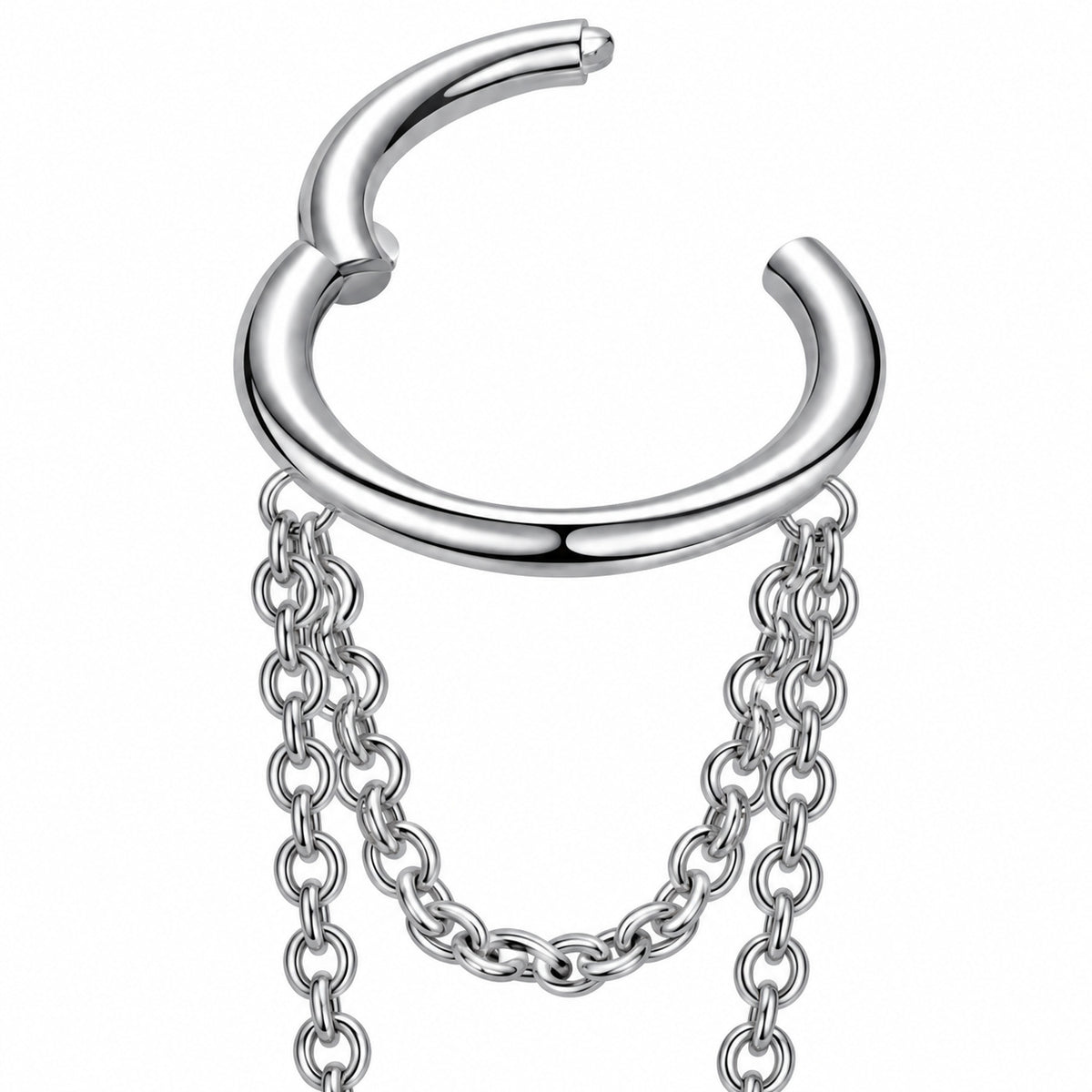 Triple Chain Hoop Earring close detail of the original design.