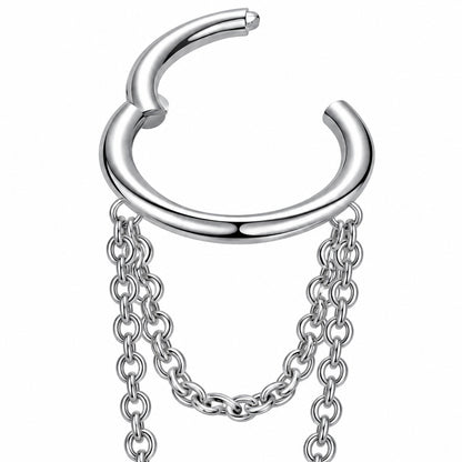 Triple Chain Hoop Earring close detail of the original design.
