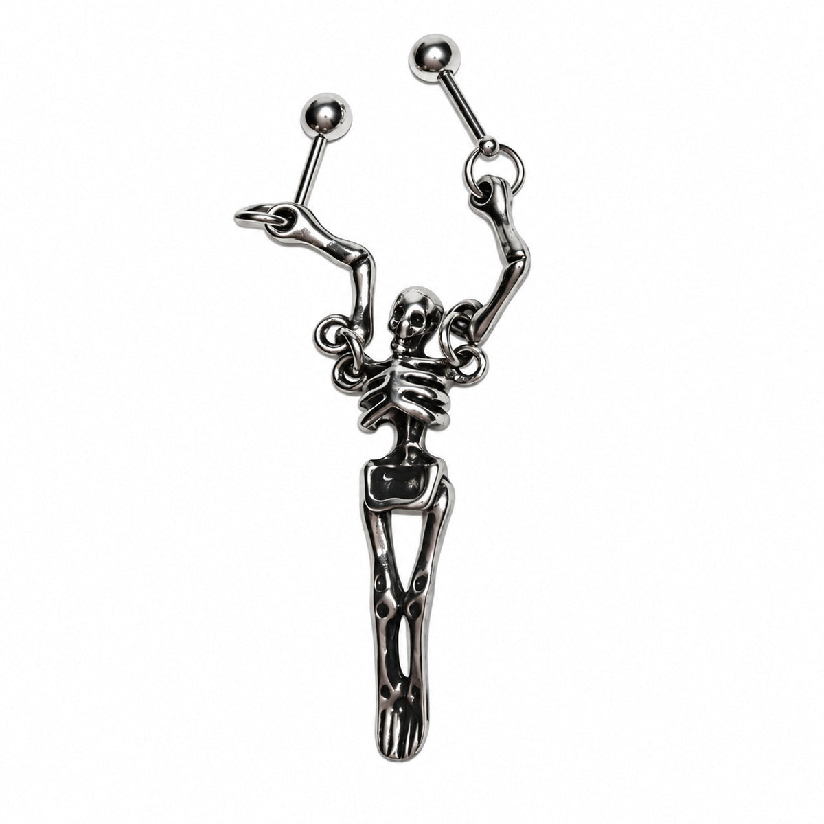 Bound Skeleton Dual-Point Ear Ornament complete design on a white background.