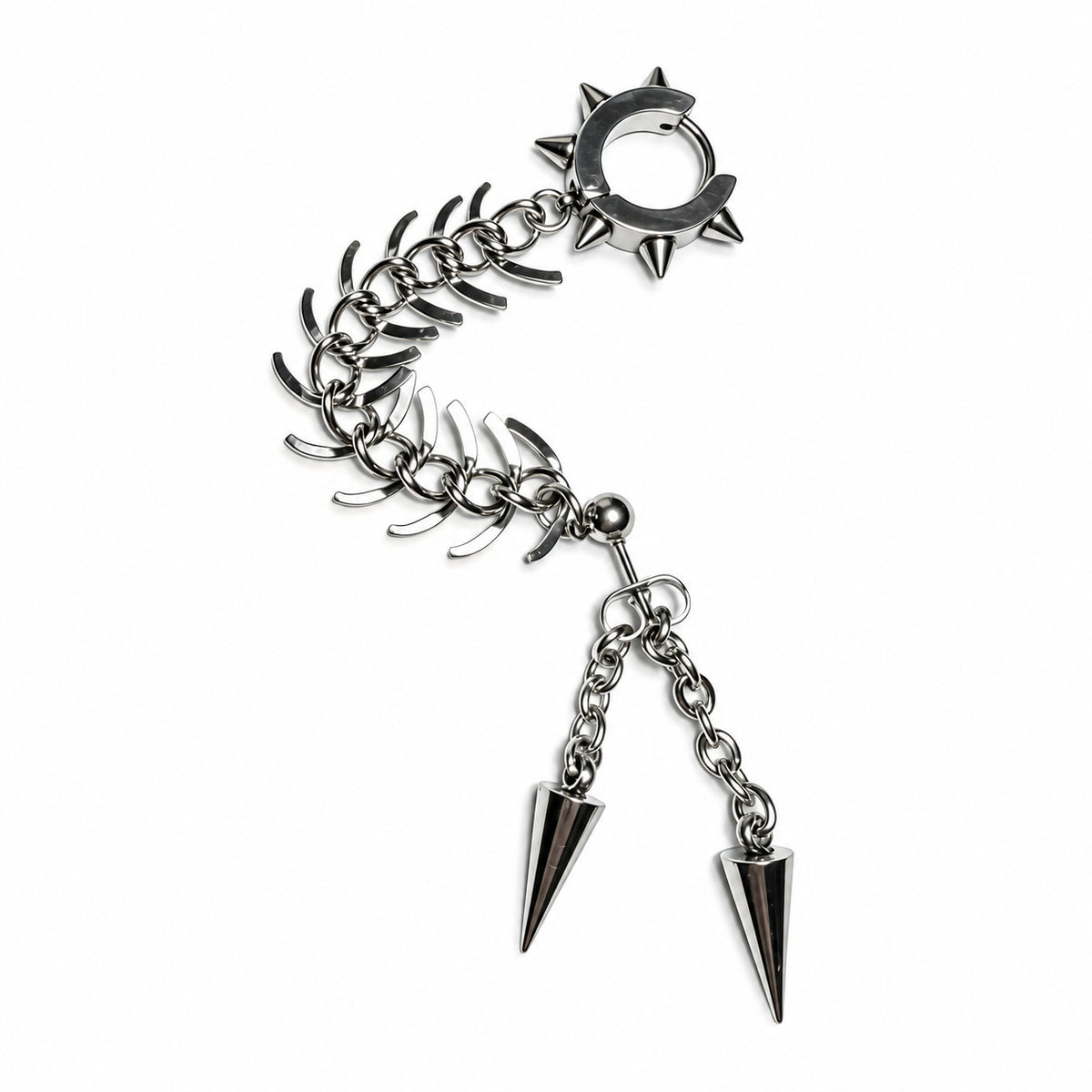 Ribcage Chain Piercing Earring complete design on a white background.
