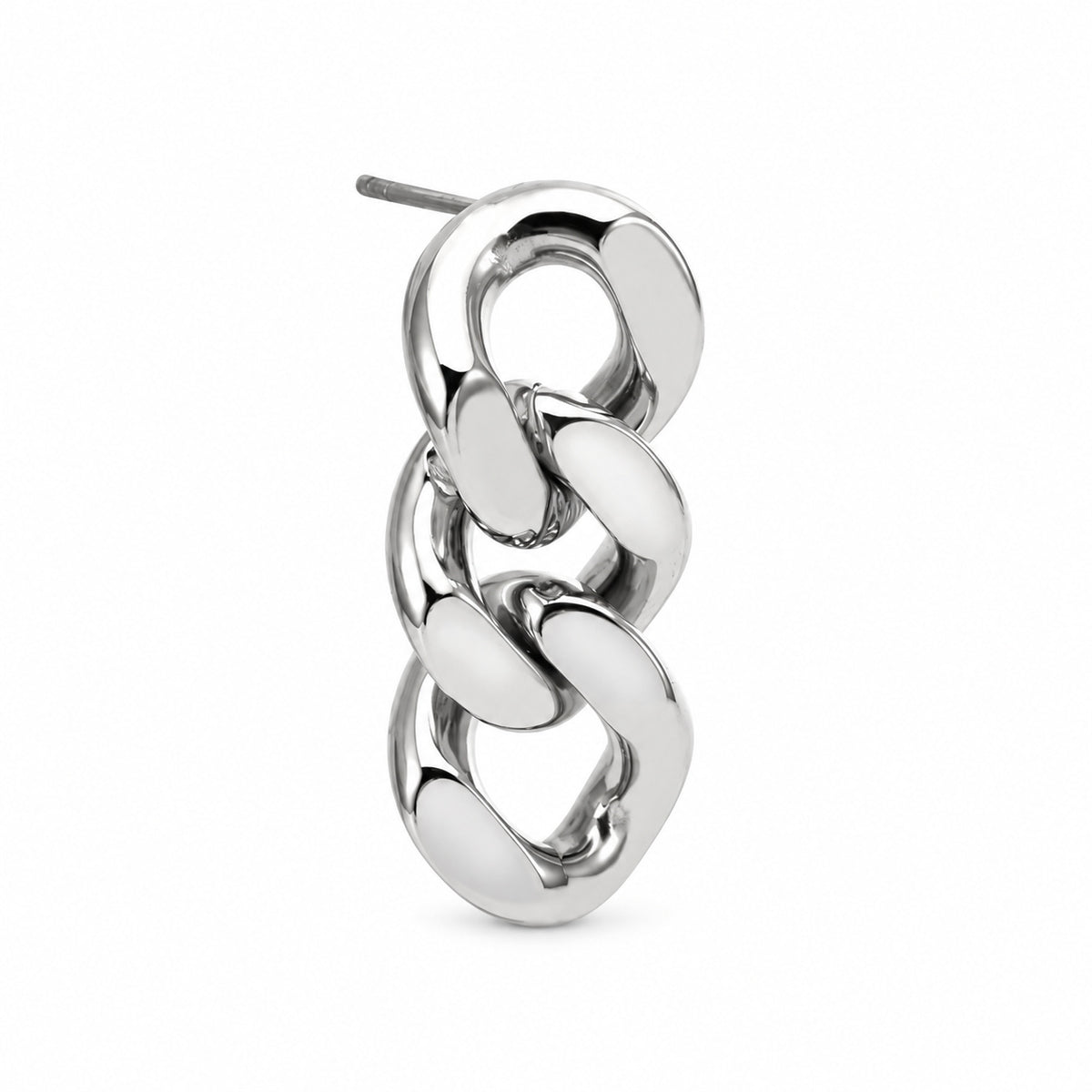 Cuban Link Drop Ear Stud complete design on a white background.