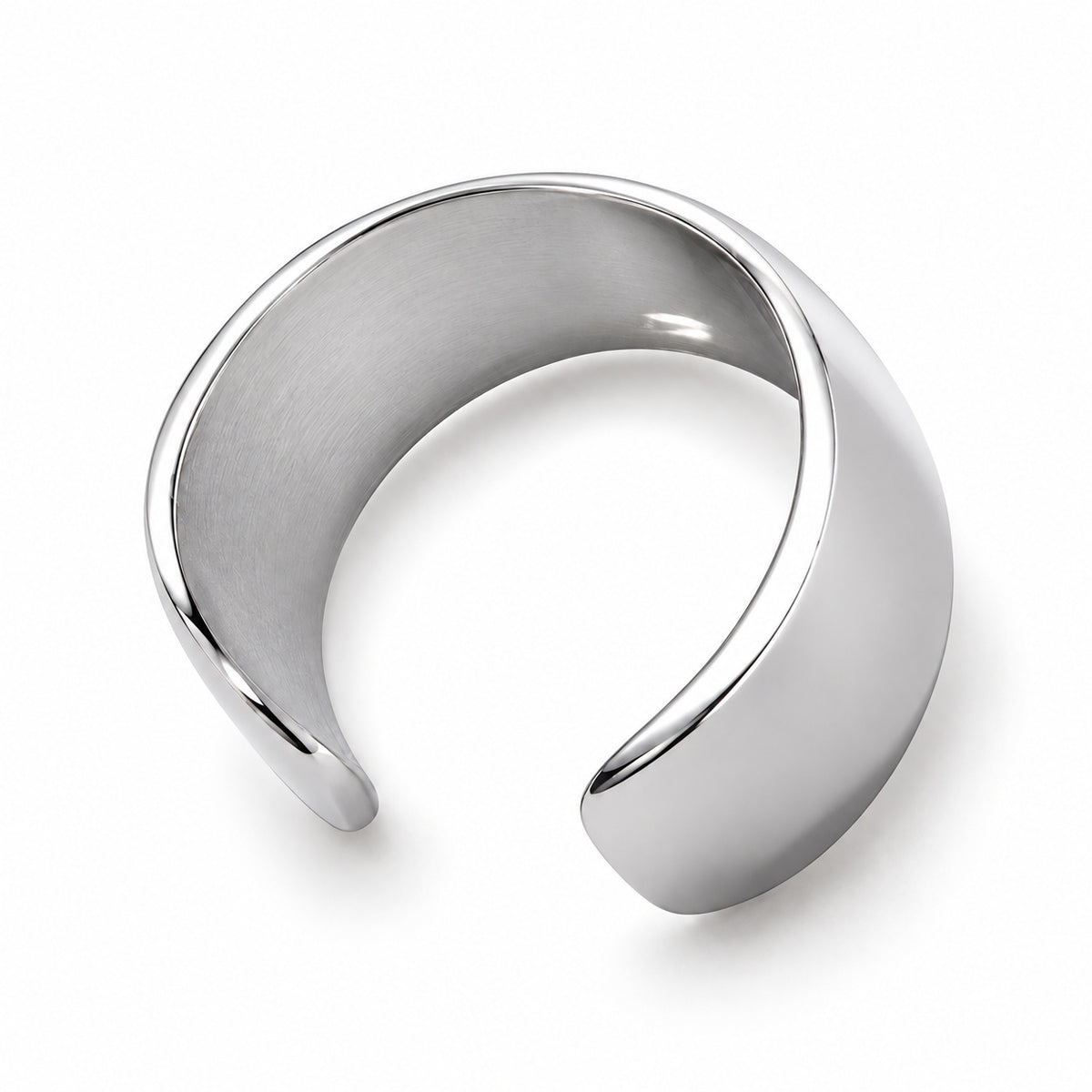 Arc Polished Steel Ear Cuff complete design on a white background.