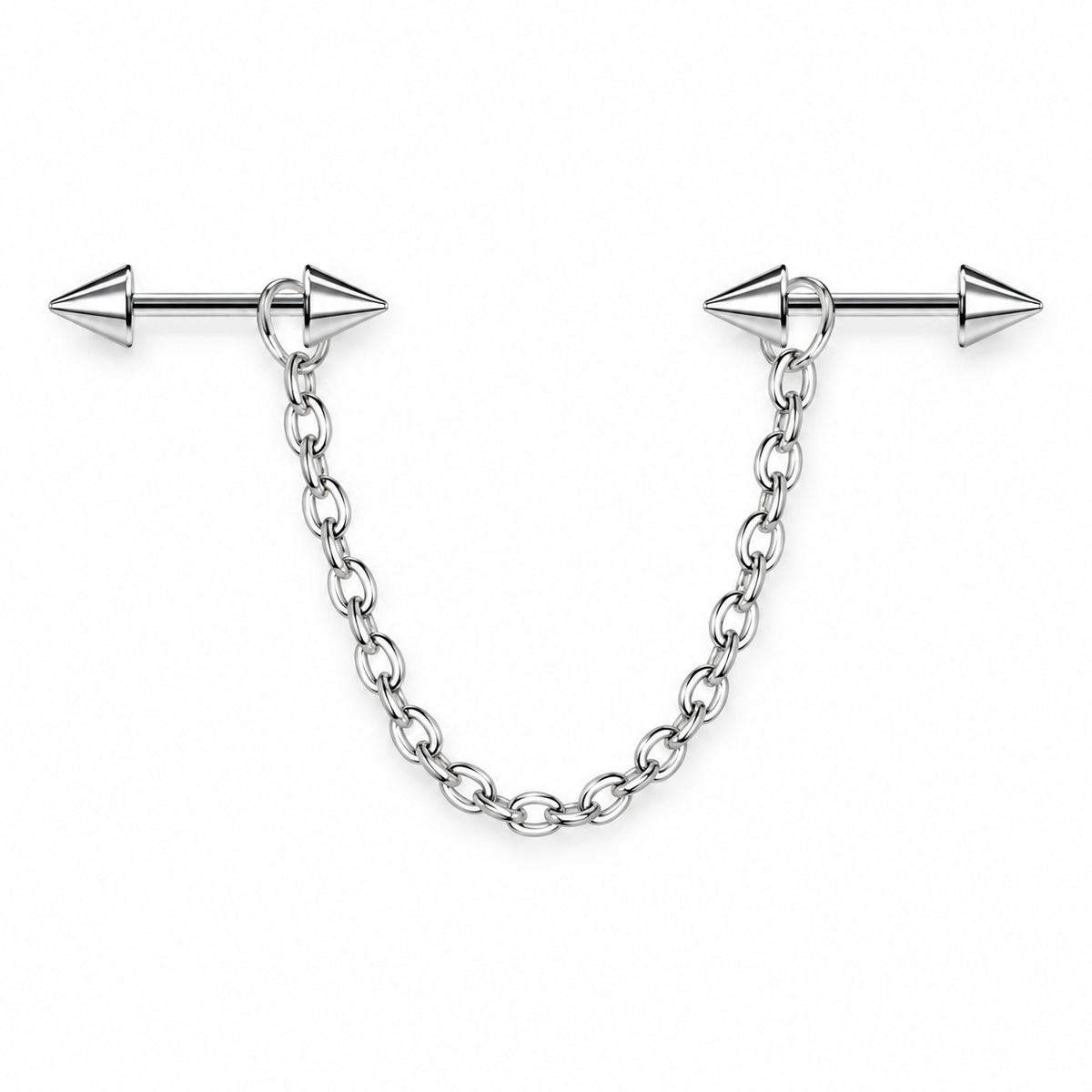 Twin Barbell Chain Ear Ornament complete design on a white background.
