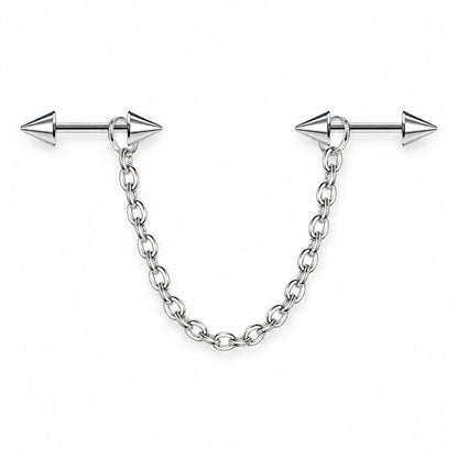 Twin Barbell Chain Ear Ornament complete design on a white background.