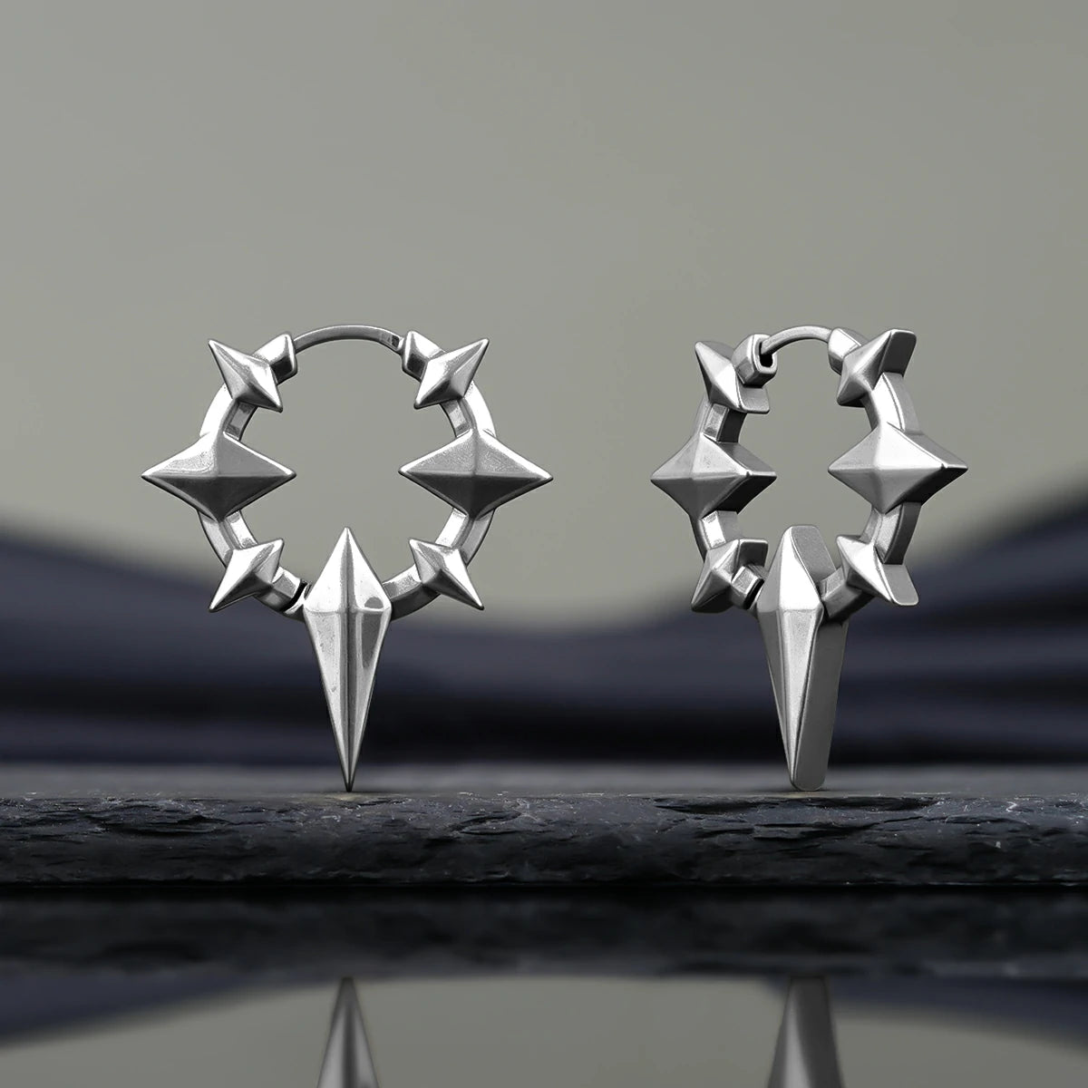 Punkyouth Celestial spike earrings featuring four-point stars and pointed hoop silhouettes, product image 09