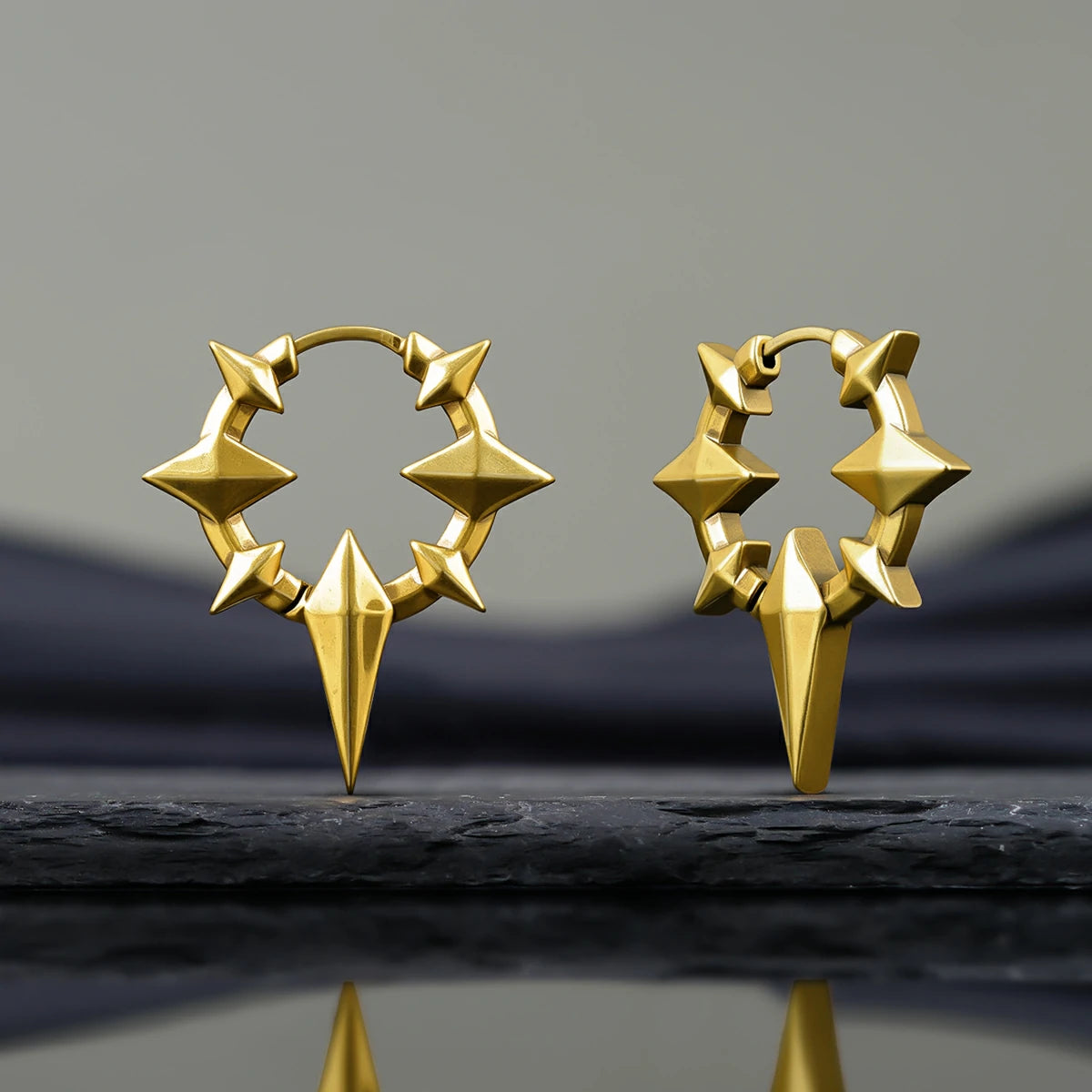 Punkyouth Celestial spike earrings featuring four-point stars and pointed hoop silhouettes, product image 10