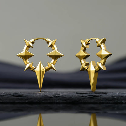 Punkyouth Celestial spike earrings featuring four-point stars and pointed hoop silhouettes, product image 10