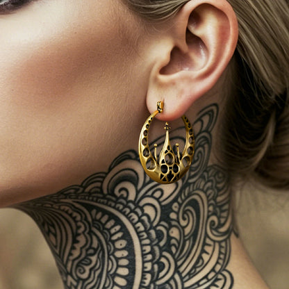 Punkyouth Gothic halo earrings featuring openwork circular hoops and cathedral-inspired spires, product image 06