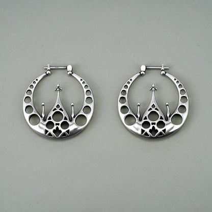 Punkyouth Gothic halo earrings featuring openwork circular hoops and cathedral-inspired spires, product image 07