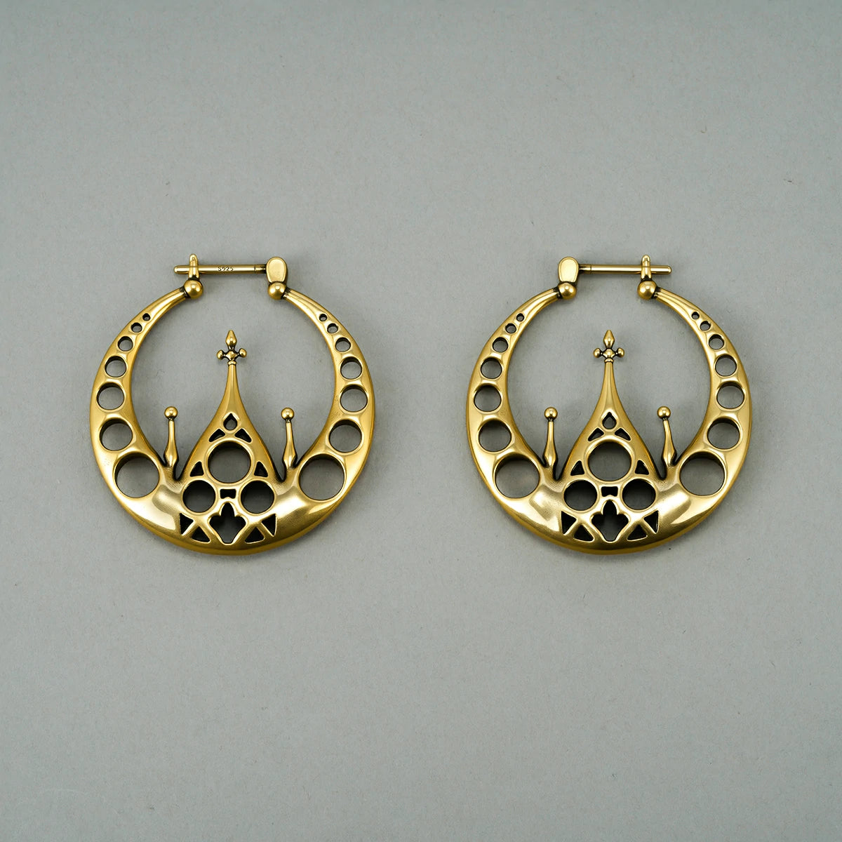 Punkyouth Gothic halo earrings featuring openwork circular hoops and cathedral-inspired spires, product image 08