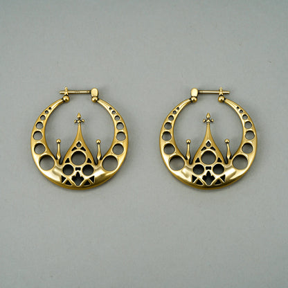 Punkyouth Gothic halo earrings featuring openwork circular hoops and cathedral-inspired spires, product image 08