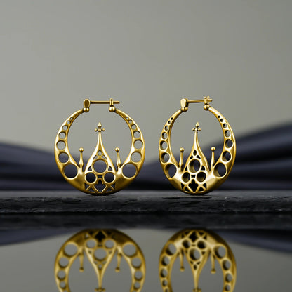 Punkyouth Gothic halo earrings featuring openwork circular hoops and cathedral-inspired spires, product image 10