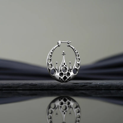 Punkyouth Gothic halo earrings featuring openwork circular hoops and cathedral-inspired spires, product image 11