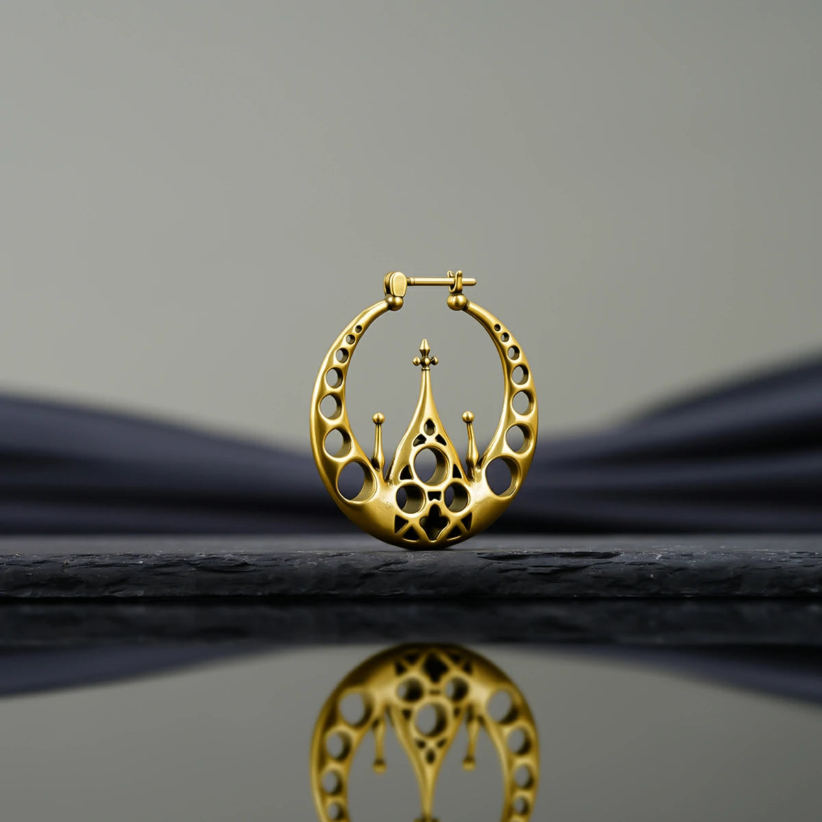 Punkyouth Gothic halo earrings featuring openwork circular hoops and cathedral-inspired spires, product image 12