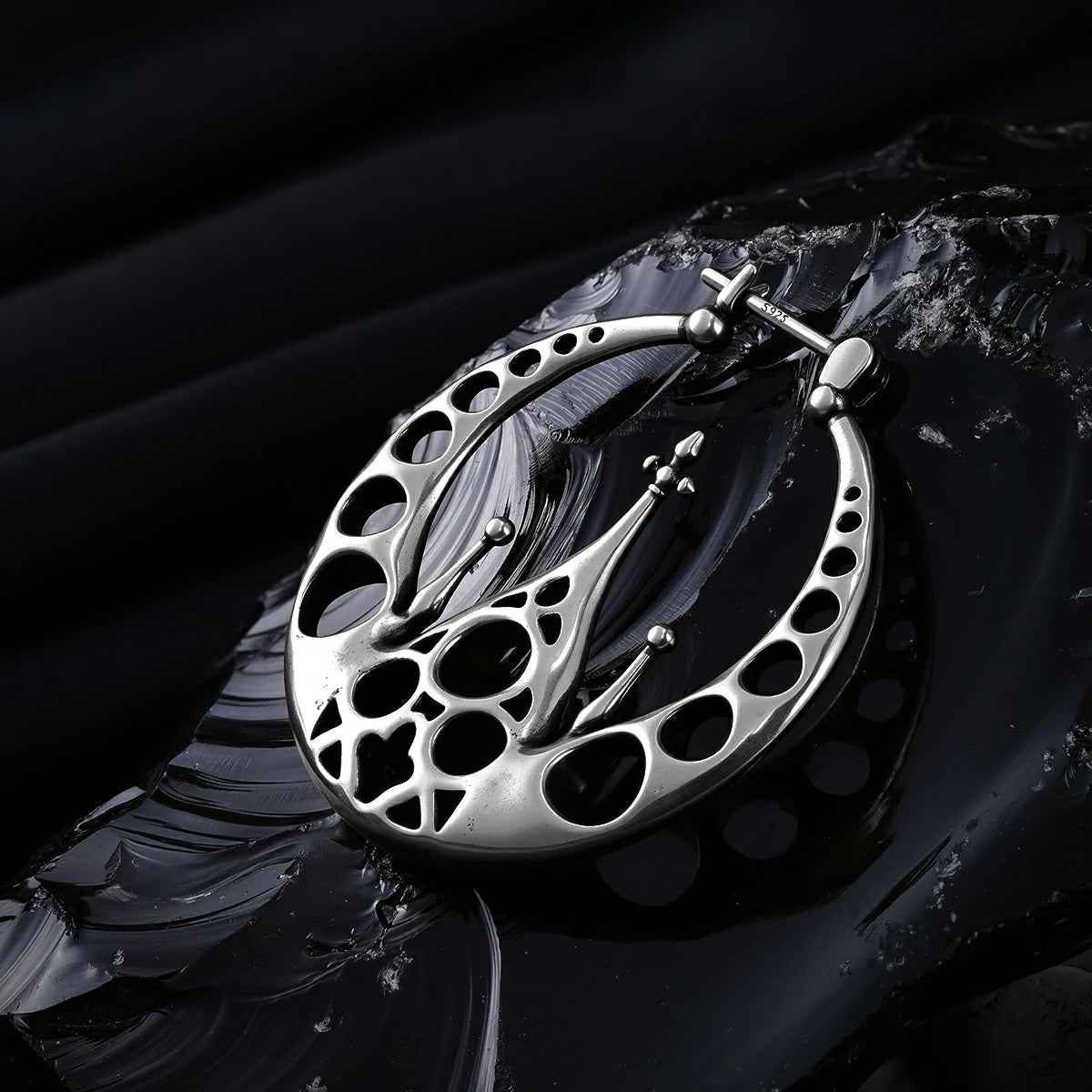 Punkyouth Gothic halo earrings featuring openwork circular hoops and cathedral-inspired spires, product image 13