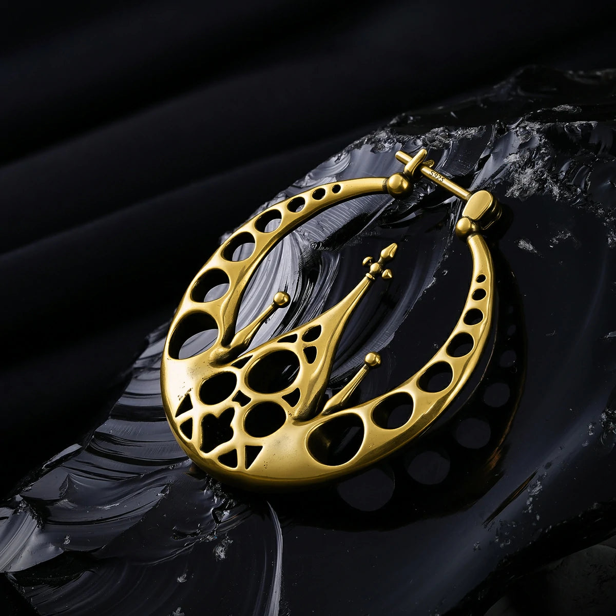Punkyouth Gothic halo earrings featuring openwork circular hoops and cathedral-inspired spires, product image 14