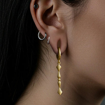 Punkyouth Regal spire earrings featuring sculpted huggie hoops and tapered spire pendants, product image 05