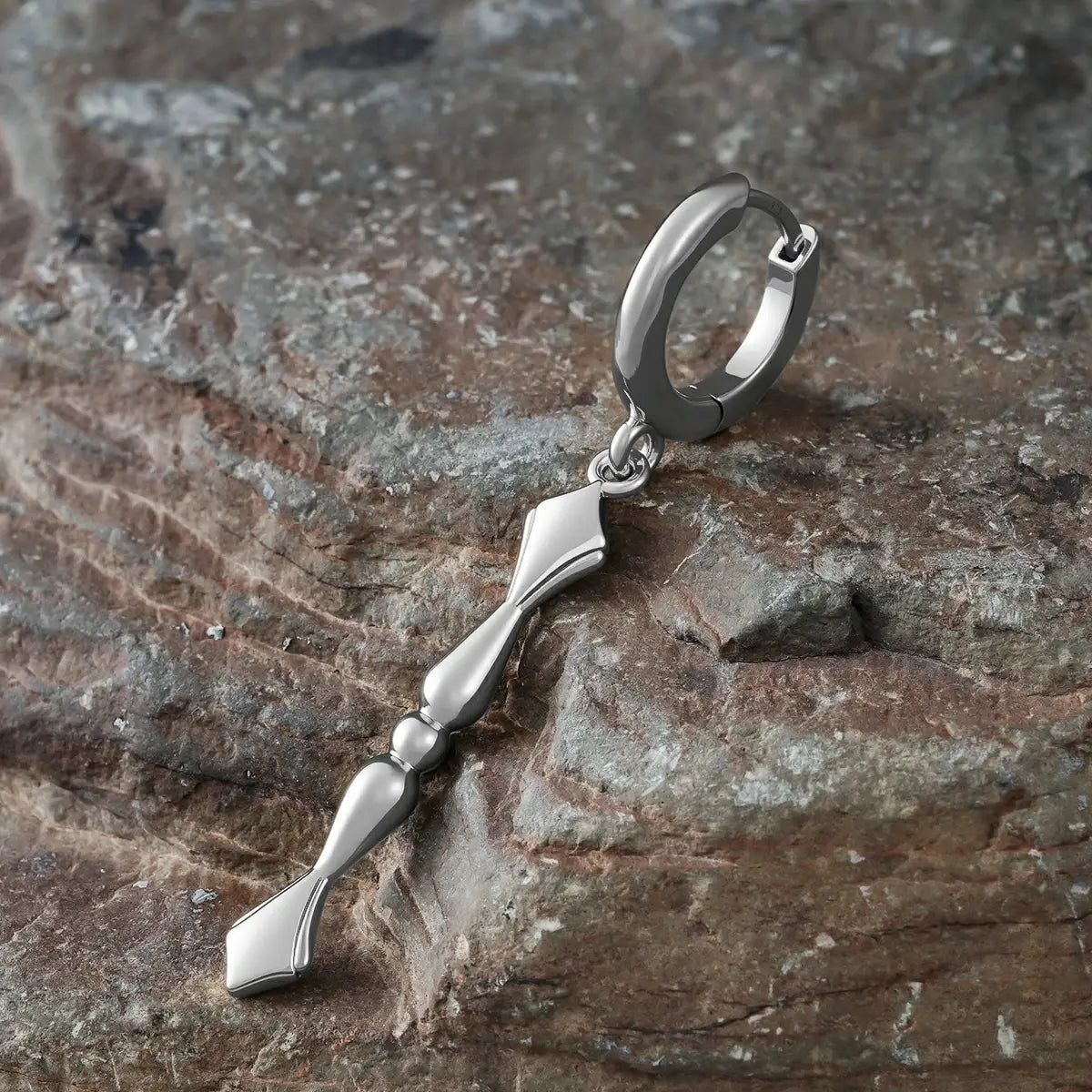 Punkyouth Regal spire earrings featuring sculpted huggie hoops and tapered spire pendants, product image 09