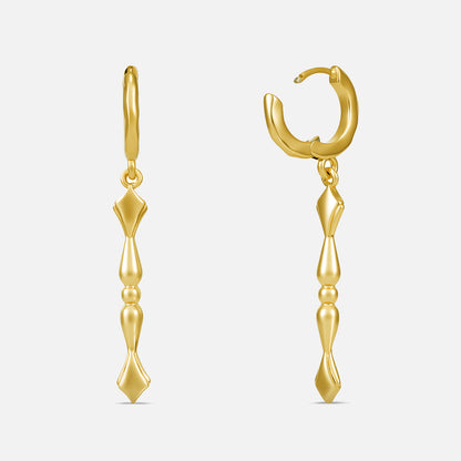 Punkyouth Regal spire earrings in gold, featuring sculpted huggie hoops and tapered spire pendants