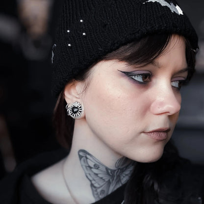Sacred flame and heart detailing on silver stainless steel tunnels – PUNKYOUTH