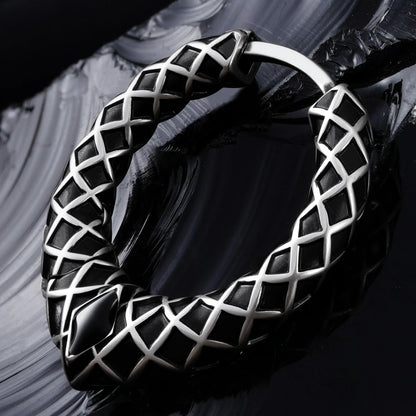 Punkyouth Serpent scale earrings featuring scale-textured hoops and black resin accents, product image 07