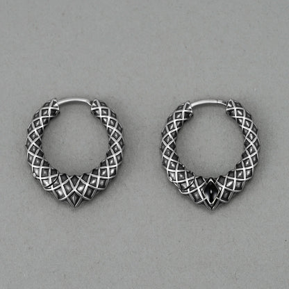 Punkyouth Serpent scale earrings featuring scale-textured hoops and black resin accents, product image 11