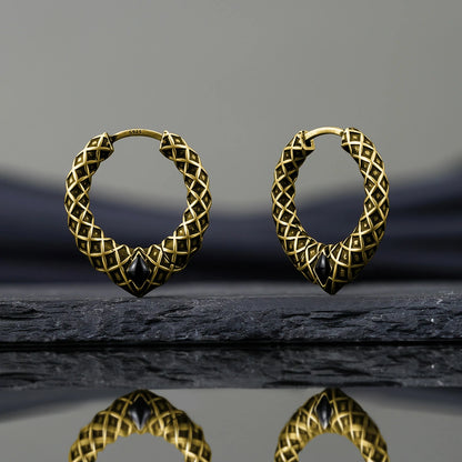 Punkyouth Serpent scale earrings featuring scale-textured hoops and black resin accents, product image 13