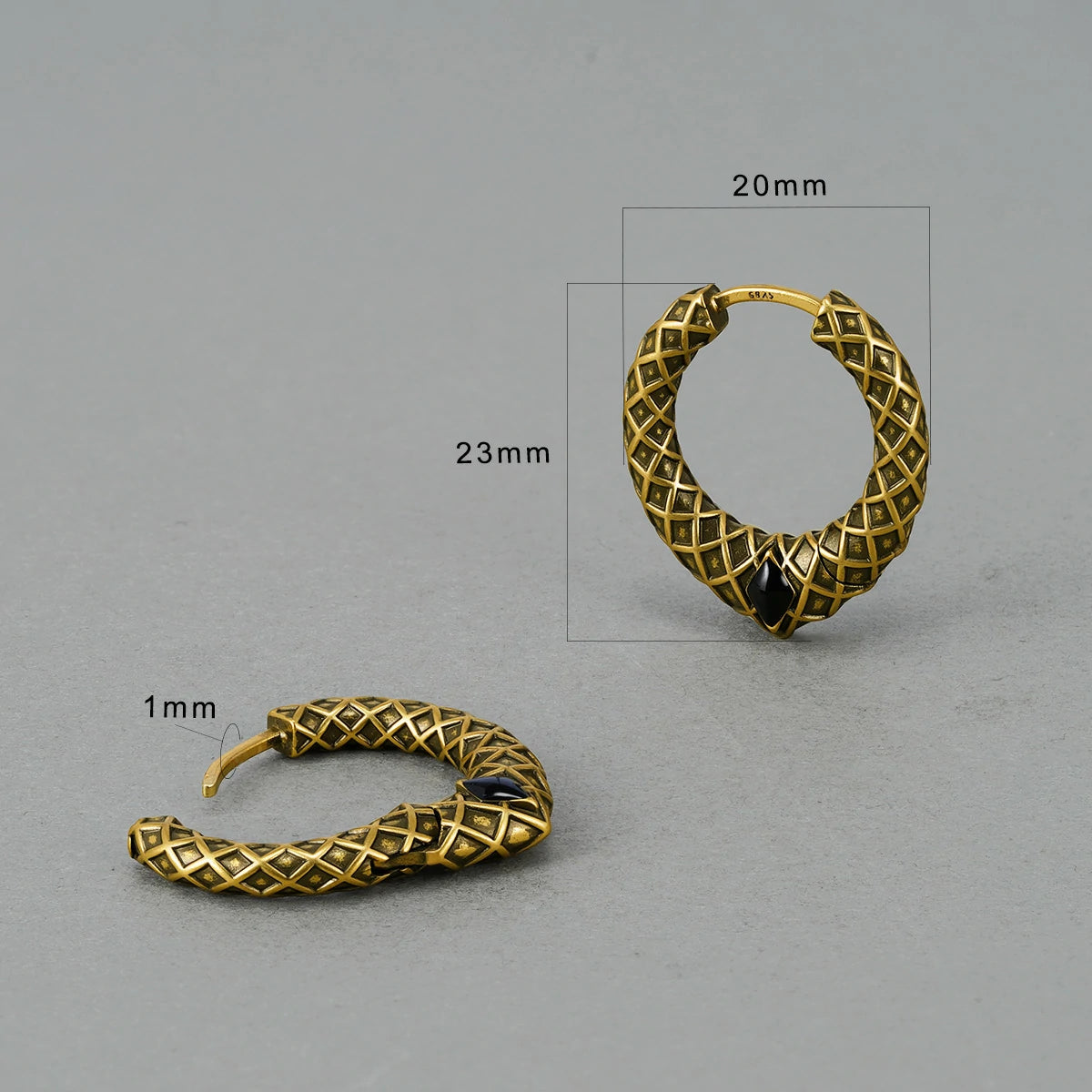 Punkyouth Serpent scale earrings featuring scale-textured hoops and black resin accents, product image 15