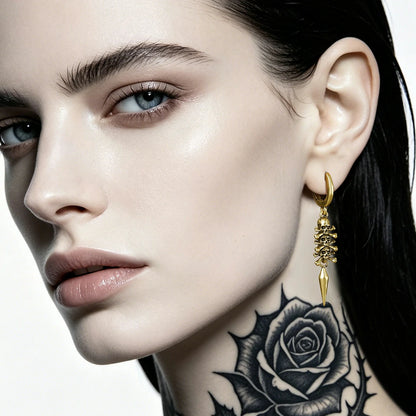 Punkyouth Skull relic earrings featuring skull-and-crossbones charms and long pointed drops, product image 06