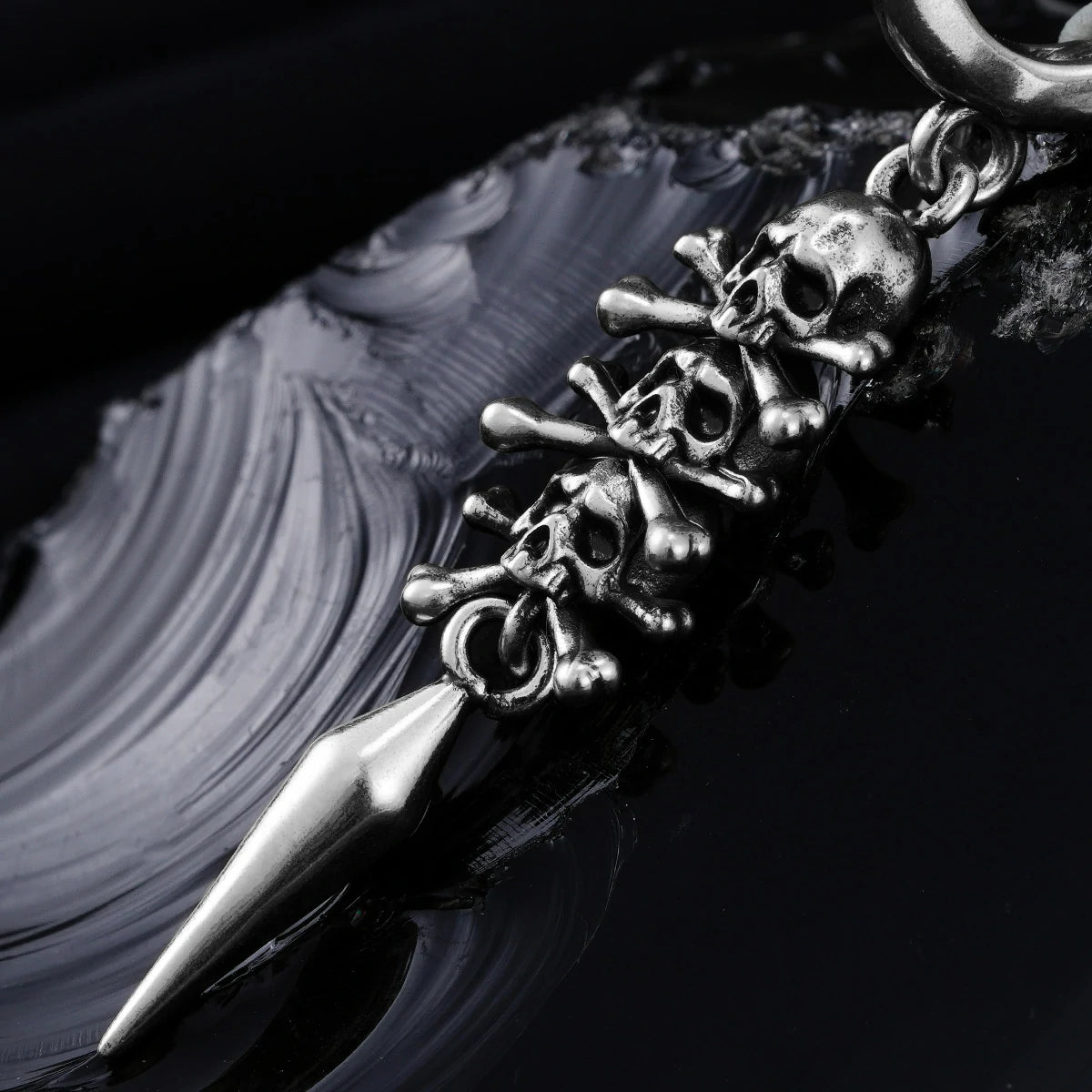 Punkyouth Skull relic earrings featuring skull-and-crossbones charms and long pointed drops, product image 07