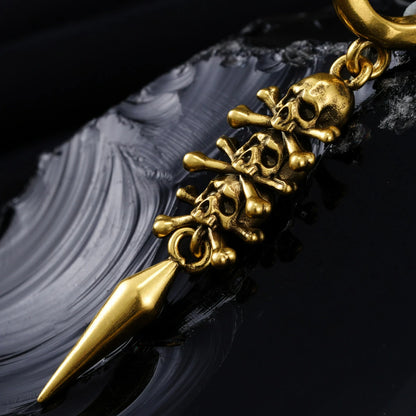 Punkyouth Skull relic earrings featuring skull-and-crossbones charms and long pointed drops, product image 08