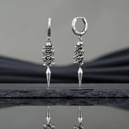 Punkyouth Skull relic earrings featuring skull-and-crossbones charms and long pointed drops, product image 09