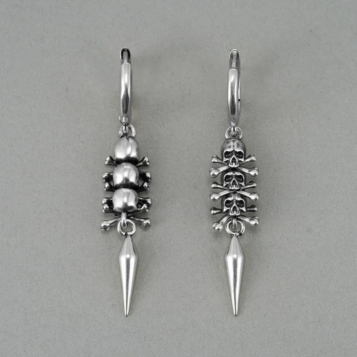 Punkyouth Skull relic earrings featuring skull-and-crossbones charms and long pointed drops, product image 10