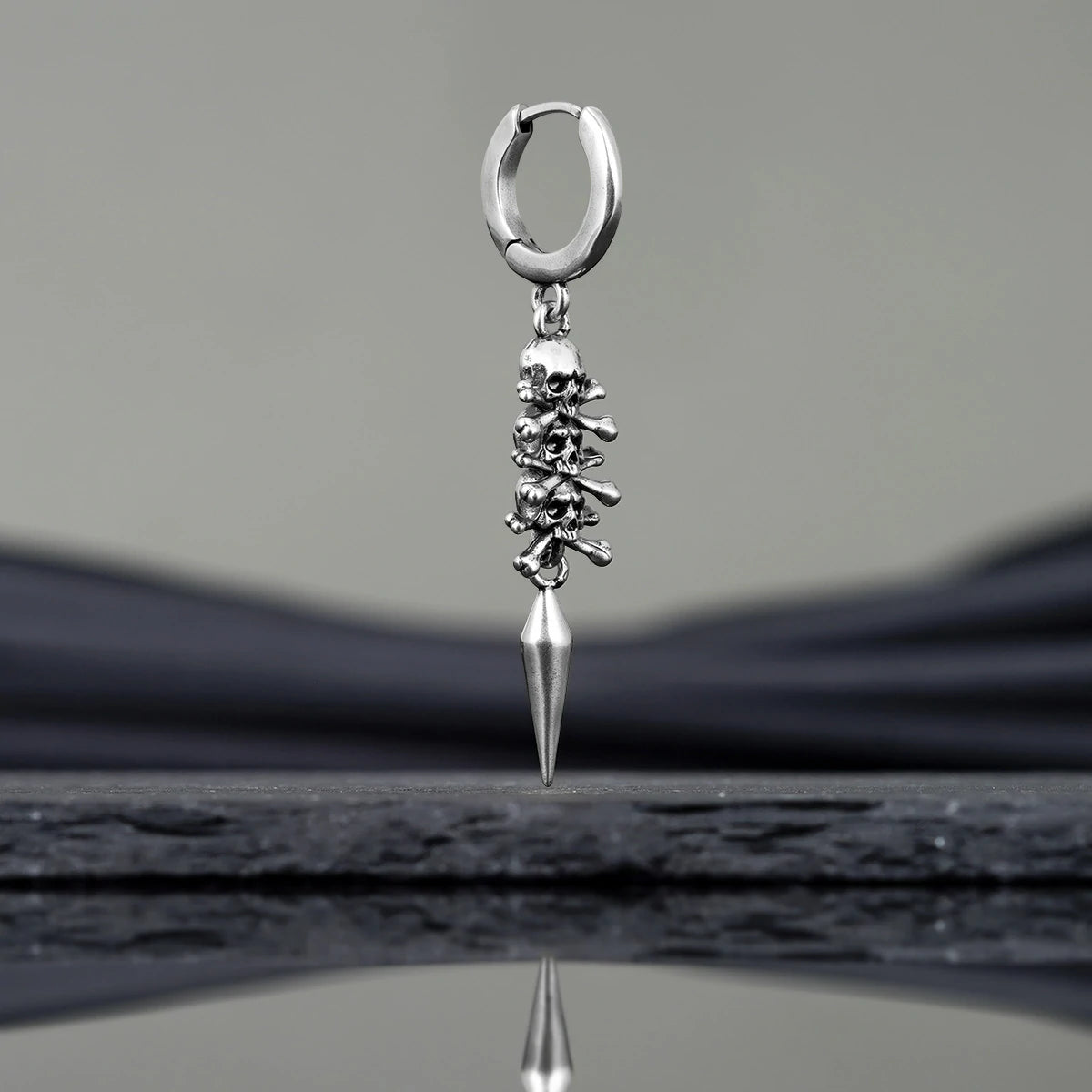 Punkyouth Skull relic earrings featuring skull-and-crossbones charms and long pointed drops, product image 11
