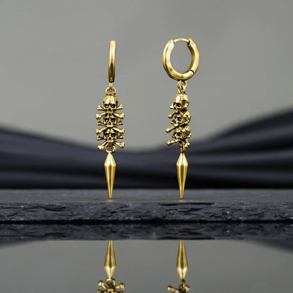 Punkyouth Skull relic earrings featuring skull-and-crossbones charms and long pointed drops, product image 12