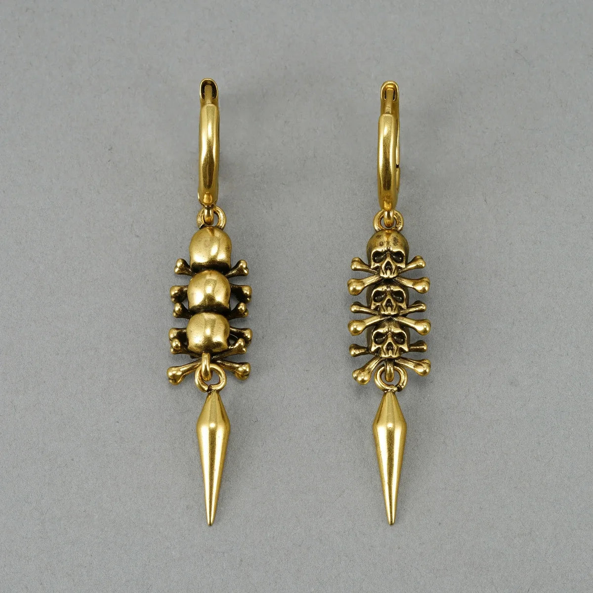 Punkyouth Skull relic earrings featuring skull-and-crossbones charms and long pointed drops, product image 13