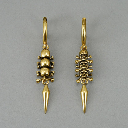 Punkyouth Skull relic earrings featuring skull-and-crossbones charms and long pointed drops, product image 13